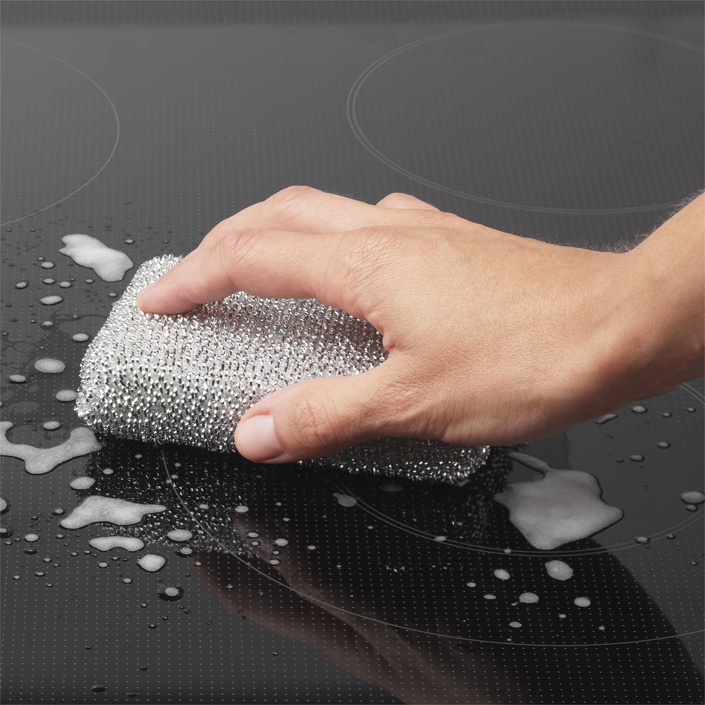 WMF Glänzerkissen silber 3 Stück, Spülschwamm, Topfreiniger, Lurex-Schwamm, ideal für beschichtete Pfannen, Töpfe, Glaskeramikkochfelder, Reinigung in der Spülmaschine möglich - Image 6