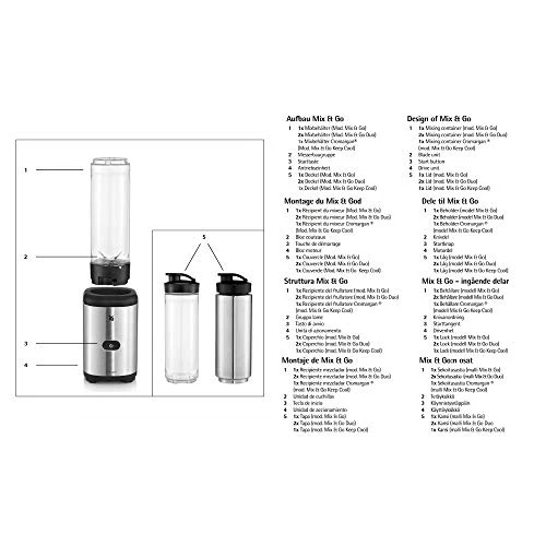 WMF Kult X Mix & Go Mini Smoothie Maker, Standmixer, Blender elektrisch, Shake Mixer 300 Watt, Tritan-Kunststoff Flasche - Image 5