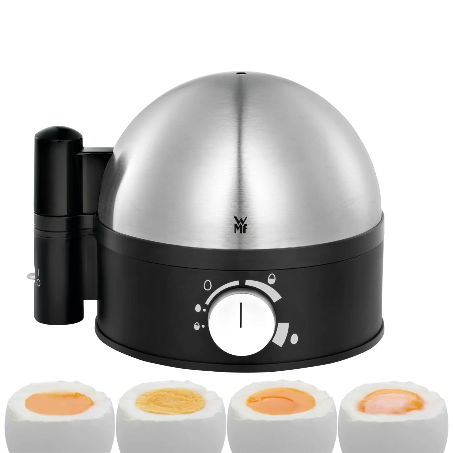 WMF Set 3-teilig Eierbecher Set 6 Stück, stapelbar und Gourmet Eierschneider Edelstahl poliert 15 x 11 cm und Stelio Eierkocher Edelstahl, 1 Ei - 7 Eier, 380 Watt, Härtegradeinstellung - Image 3