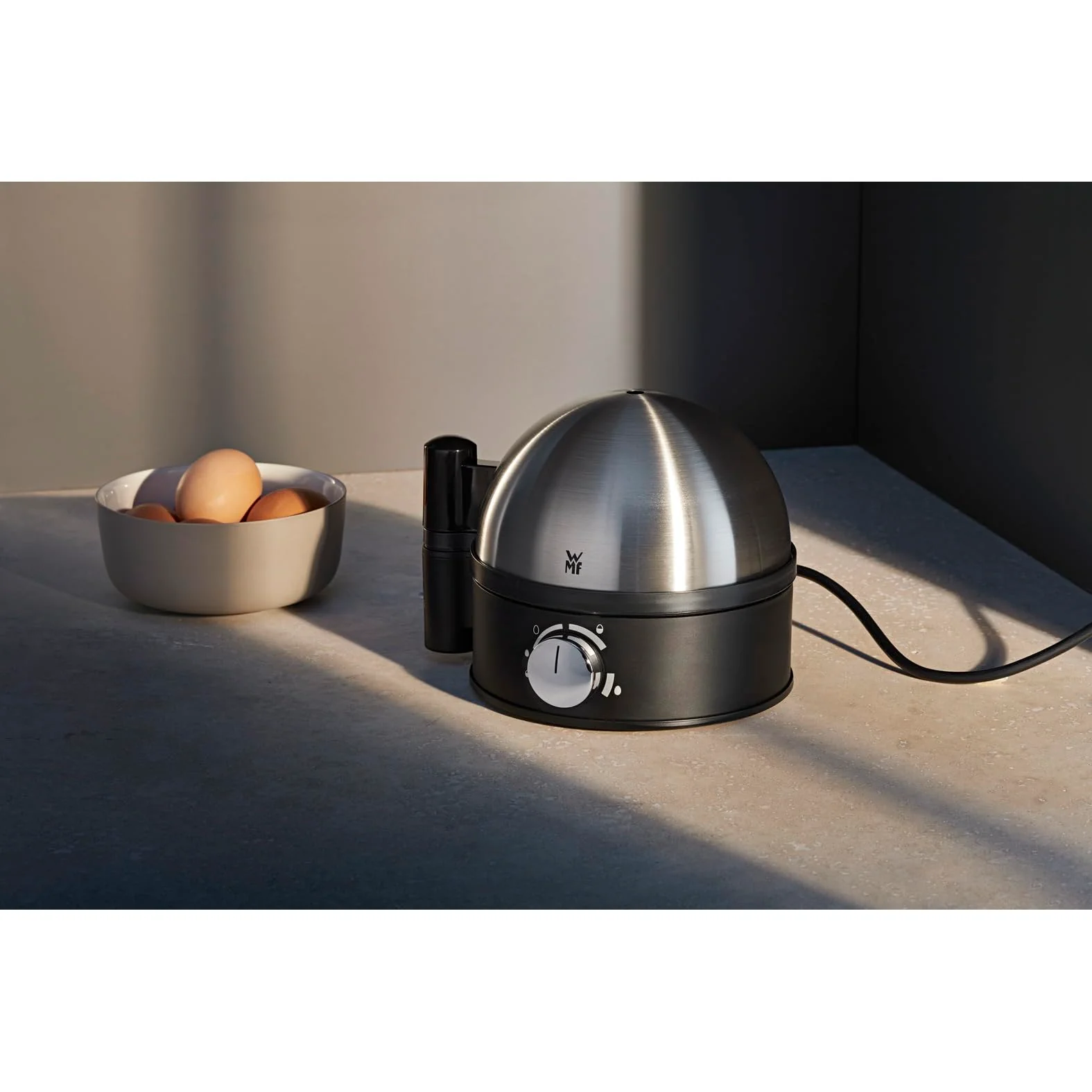WMF Set 3-teilig Eierbecher Set 6 Stück, stapelbar und Gourmet Eierschneider Edelstahl poliert 15 x 11 cm und Stelio Eierkocher Edelstahl, 1 Ei - 7 Eier, 380 Watt, Härtegradeinstellung - Image 7