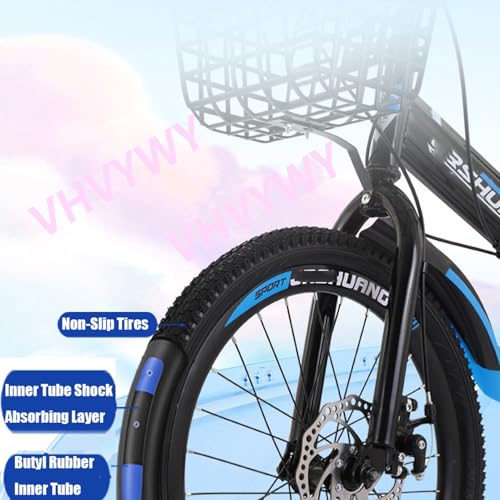 Wmmner 18/20/22/24 Zoll Mountainbike, Folding Bikes With High Carbon Steel Body For Adults Kids, Folding Bike With Shock Absorber Dual Disc Brake/Saphirblau/55,9 cm (22 Zoll) - Image 7