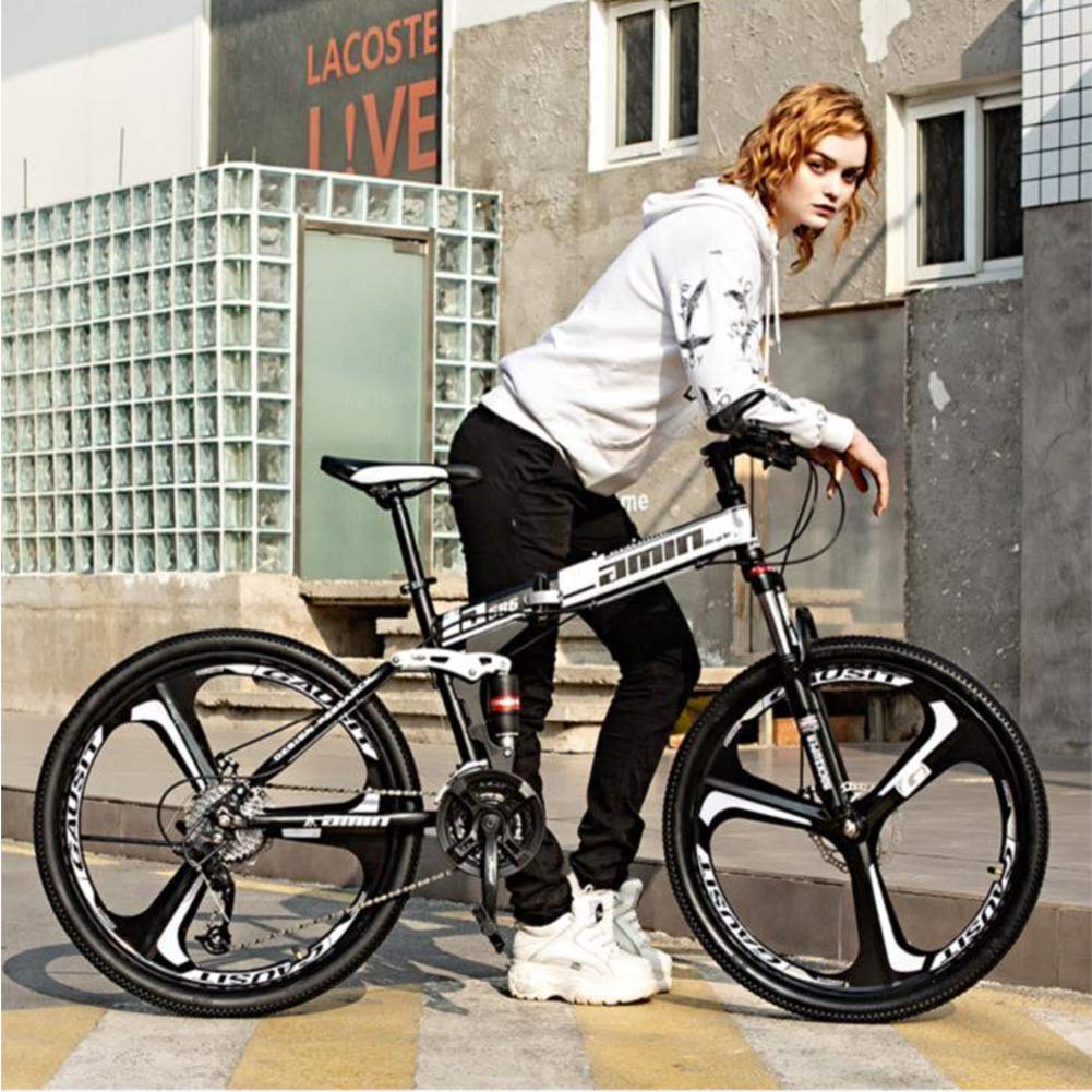 Wmmner Faltbares Mountainbike mit doppelter Federung, 66 cm (26 Zoll), für Erwachsene und Männer, Mountainbike, Geländefahrrad, für Jungen und Mädchen mit Scheibenbremse, Stahlrahmen mit hohem - Image 7