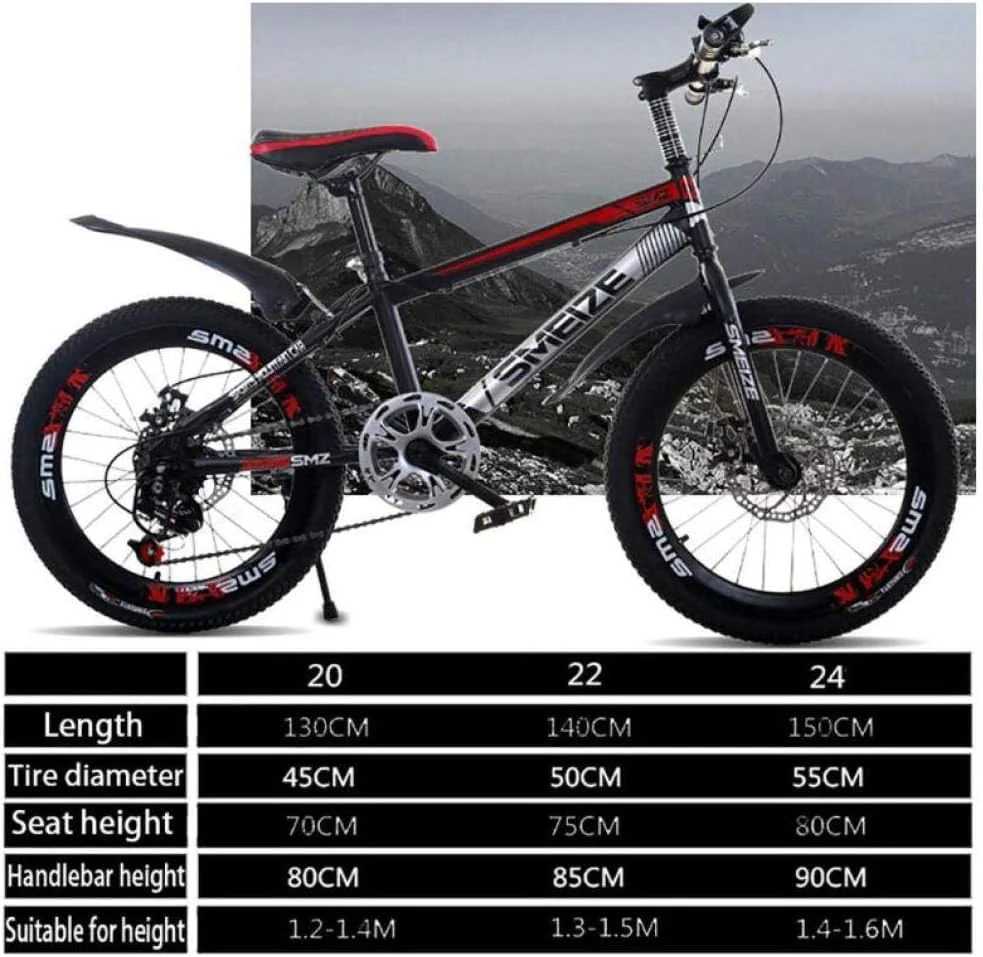 Wmmner Fjw Mountainbike, Unisex, 7 Gänge, Mountainbike, 20 Zoll, 22 Zoll, 24 Zoll, Stahl mit hohem Kohlenstoffgehalt, Schüler für Kinder, umgeschaltet/14 Zoll - Image 4
