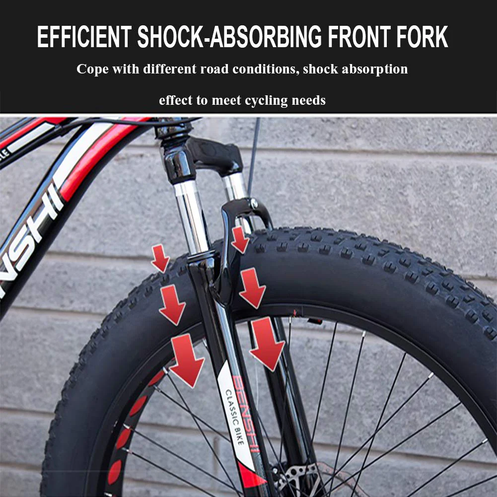 Wmmner Hardtail-Mountainbike Mit Vorderradaufhängung Mechanische Scheibenbremse Für Erwachsene Männer Frauen, High Carbon Steel All Terrain Fat Tire Mountain Bike, Anti-Rutsch-Fahrrad, Grün 2,24 Zoll - Image 3