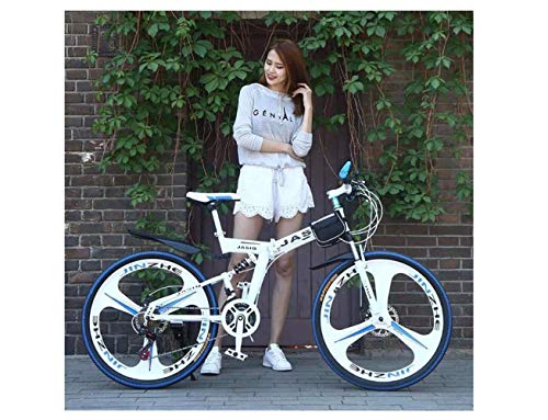 Wmmner Mountainbike, 21 Gänge, Unisex, Doppelfederung, Karbonstahl, 61 cm (24 Zoll), 66 cm (26 Zoll), Integralrad, Weiß, 27 Geschwindigkeit - Image 2