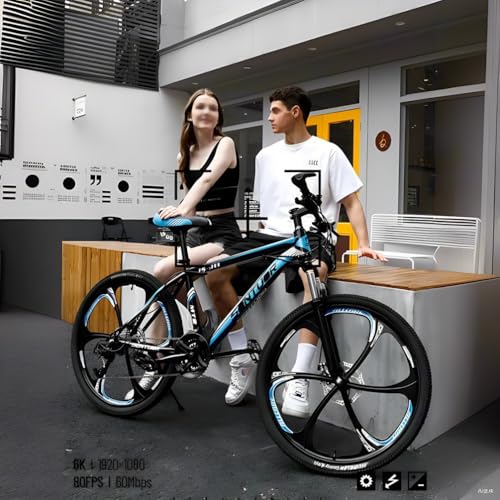 Wmmner Mountainbike, 24 Zoll, 26 Zoll, 27,5 Zoll, 21 Gänge, Dual-Disc-Bremse, 6 Speichenräder für Männer, Frauen, Erwachsene, Fahrkapazität: 200 kg/a/26 Zoll - Image 2