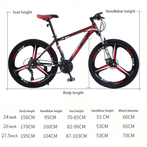 Wmmner Mountainbike, 24 Zoll, 26 Zoll, 27,5 Zoll, 21 Gänge, Dual-Disc-Bremse, 6 Speichenräder für Männer, Frauen, Erwachsene, Fahrkapazität: 200 kg/a/26 Zoll - Image 3