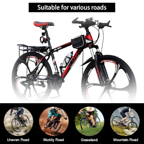 Wmmner Mountainbike, 24 Zoll, 26 Zoll, 27,5 Zoll, 21 Gänge, Dual-Disc-Bremse, 6 Speichenräder für Männer, Frauen, Erwachsene, Fahrkapazität: 200 kg/a/26 Zoll - Image 4