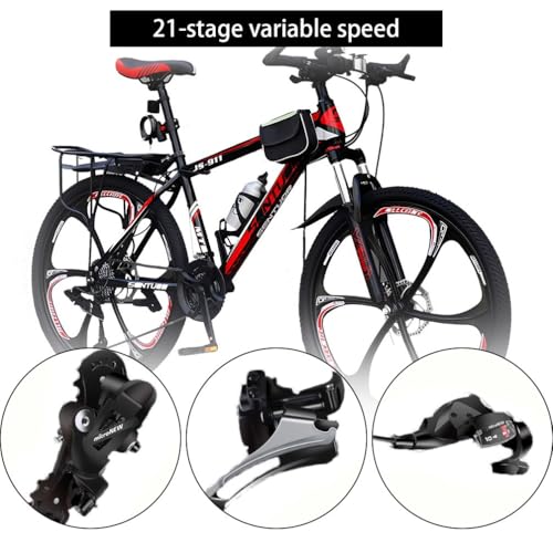 Wmmner Mountainbike, 24 Zoll, 26 Zoll, 27,5 Zoll, 21 Gänge, Dual-Disc-Bremse, 6 Speichenräder für Männer, Frauen, Erwachsene, Fahrkapazität: 200 kg/a/26 Zoll - Image 6