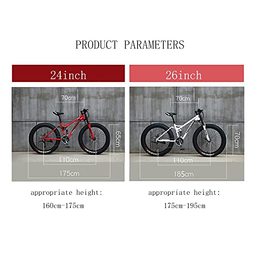 Wmmner Mountainbike, 26 Zoll (66 cm), 27 Gänge, Rahmen aus Stahl mit hohem Kohlenstoffgehalt, vollständige Federung, Doppelscheibenbremse, Räder mit 4,0 Zoll Dicke für den Rand - Image 7