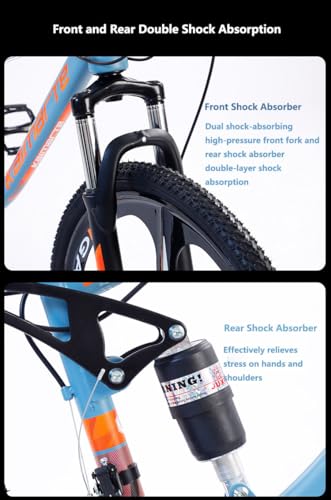Wmmner Mountainbike, 66 cm (26 Zoll), Mountainbike mit 24 Gängen, mit Scheibenbremsen, Vollfederung für Männer und Frauen ab 16 Jahren, Speichenrad, 66 cm (26 Zoll) - Image 5