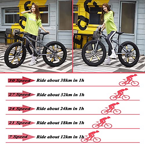 Wmmner Mountainbike für Erwachsene, 26-Zoll-Räder, Herren, Stahlrahmen für Damen, Mountainbikes mit fettigen Reifen, Mountainbike mit hartem Schaft, mechanische Scheibenbremsen, weiß mit 3 Speichen - Image 2