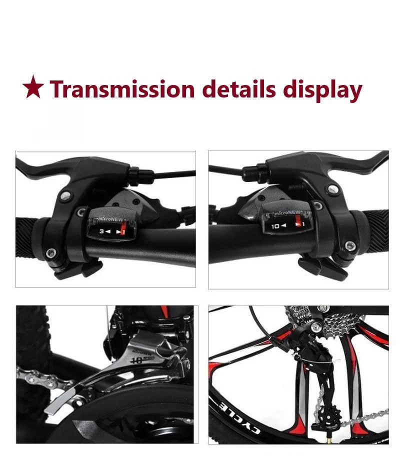 Wmmner Mountainbike für Herren und Damen, 21 Gänge, Erwachsenenrad, 700 C, stoßdämpfende Vordergabel, stoßdämpfende Federung, Schulfahrrad, Weiß / Blau, 66 cm (26 Zoll) - Image 5