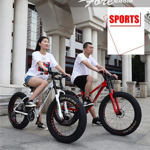 Wmmner Mountainbike mit dicken Reifen für Erwachsene, Rahmen aus Kohlenstoffstahl mit Doppelscheibenbremse, ideal für Reiten und Abenteuer im Gelände, Weiß (1/24 Zoll) - Image 6