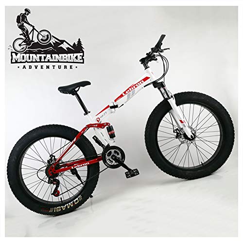 Wmmner Mountainbike mit doppelter Federung mit großem Reifen für Männer und Frauen, zusammenklappbares Mountainbike für Erwachsene, mechanische Scheibenbremsen und hoher Rahmen aus Stahl
