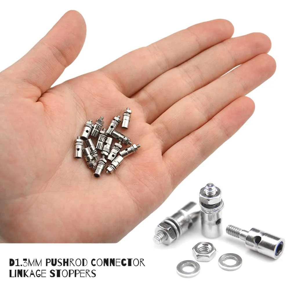 WMYCONGCONG 15 PCS Nylon-Steuerhörner 21x11 mm + Stößelstangen-Verbindungsstopper 1,3 mm + 1,2 x 210 mm stößelstangen für RC-Flugzeugflugzeuge - Image 4
