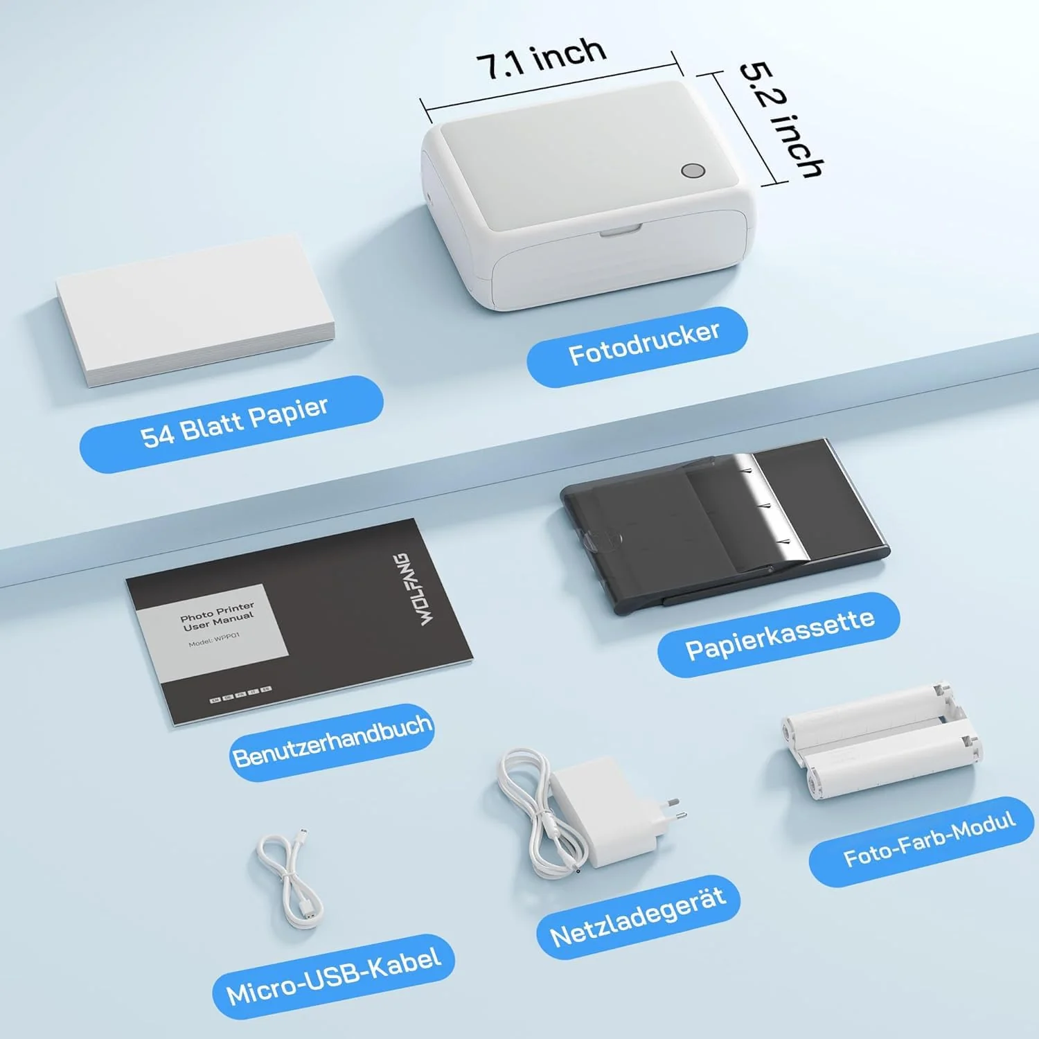 WOLFANG Fotodrucker, Sofortbilddrucker mit 54 Blatt (4 x 6 Zoll), unterstützt WLAN-Verbindung, kreative Fotobearbeitungs-Apps, für iOS/Android-Smartphone - Image 2