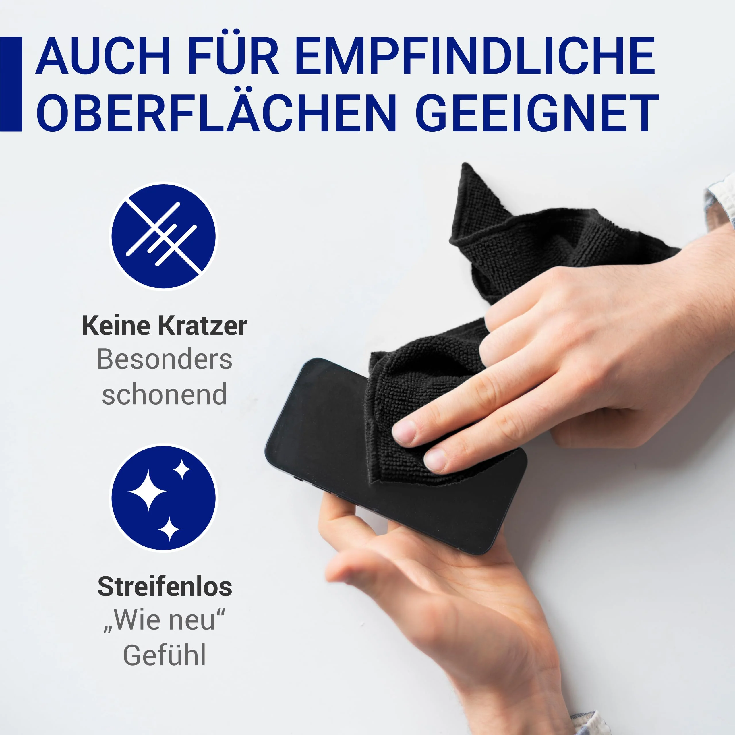 wolk Mikrofasertücher - 10 Stück - Größe: 40 x 40 cm - Farbe: schwarz - Material: Polyester/Polyamid - Lappen, Reinigungstücher, Putztücher - Bad, Kuche, Gastronomie