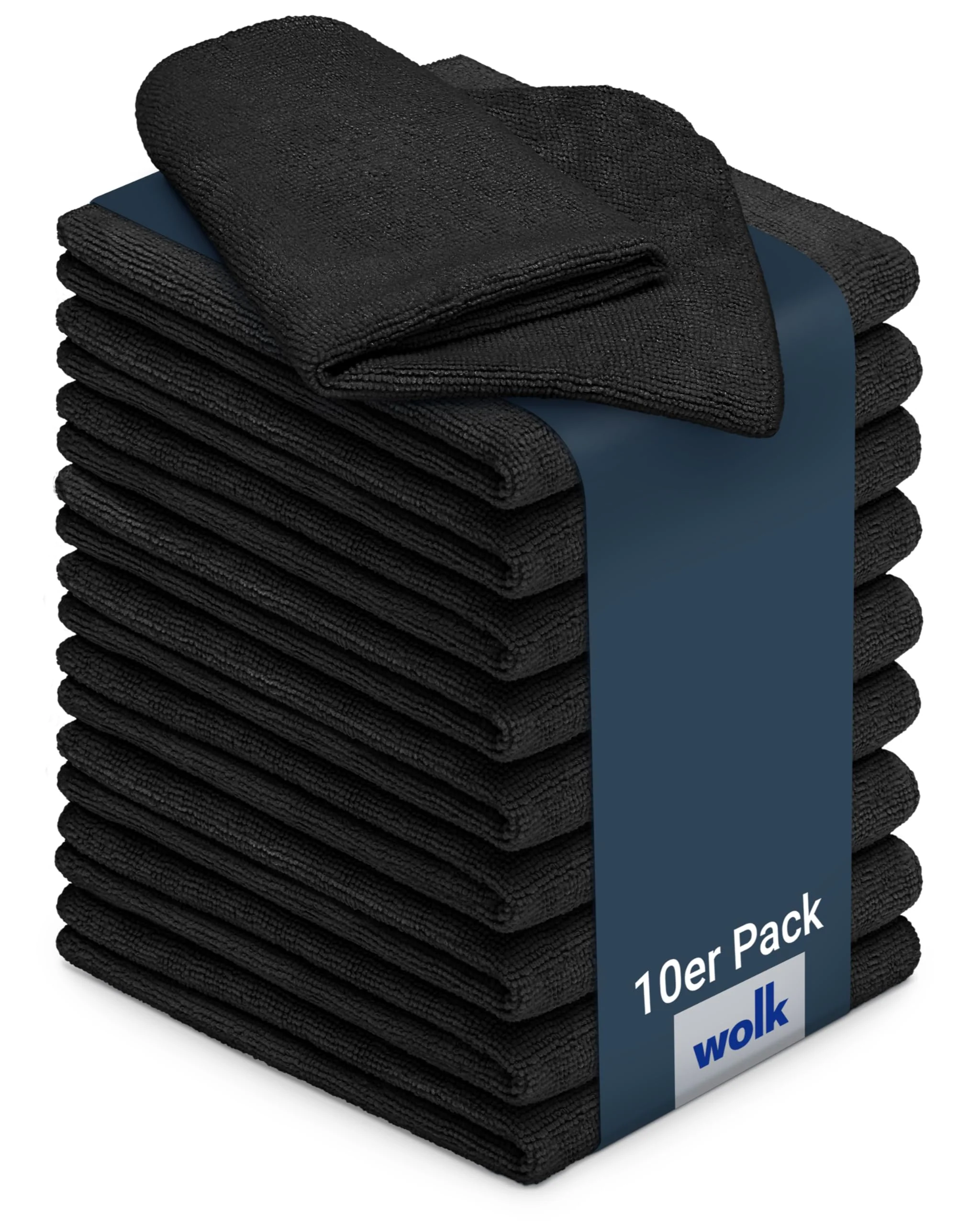 wolk Mikrofasertücher - 10 Stück - Größe: 40 x 40 cm - Farbe: schwarz - Material: Polyester/Polyamid - Lappen, Reinigungstücher, Putztücher - Bad, Kuche, Gastronomie - Image 4