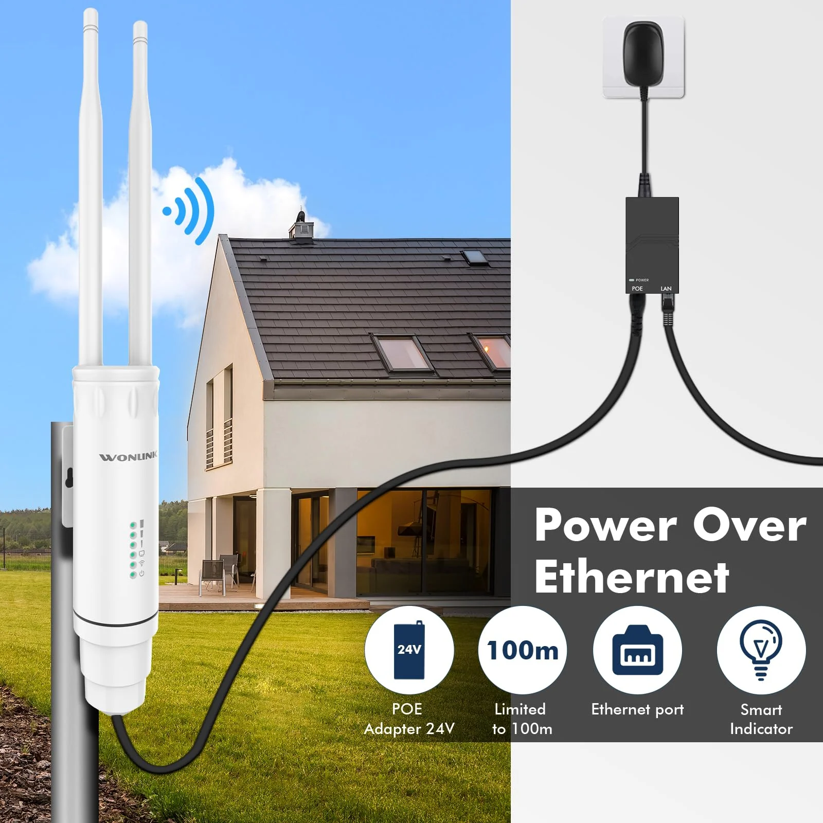 WONLINK Outdoor WLAN Access Points, AC1200 Wetterfeste Outdoor WLAN Repeater Dualband Outdoor Wireless WLAN Access Point mit PoE-betrieben, IP66 Wasserdicht, Unterstützung von Repeater/AP/Router Modus - Image 7