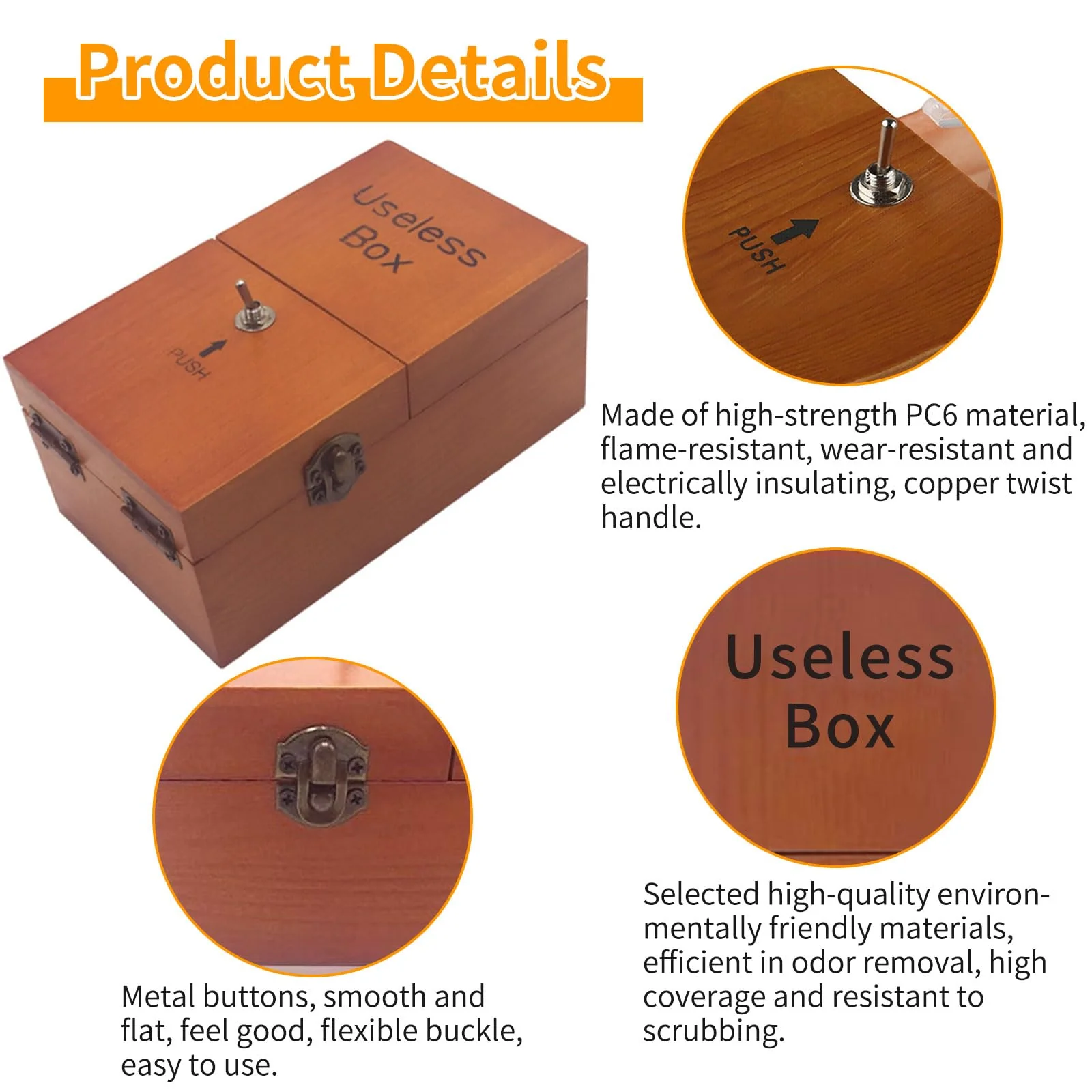 Wooden Useless Box, Lassen Sie Mich Allein Maschine Kasten, Macht Sich Selbst Fertig Zusammengebaut Funny Toy für Geburtstag und Party Geschenk Toy Game Kreative Erwachsene Lustige Geschenk Spaß Party - Image 5
