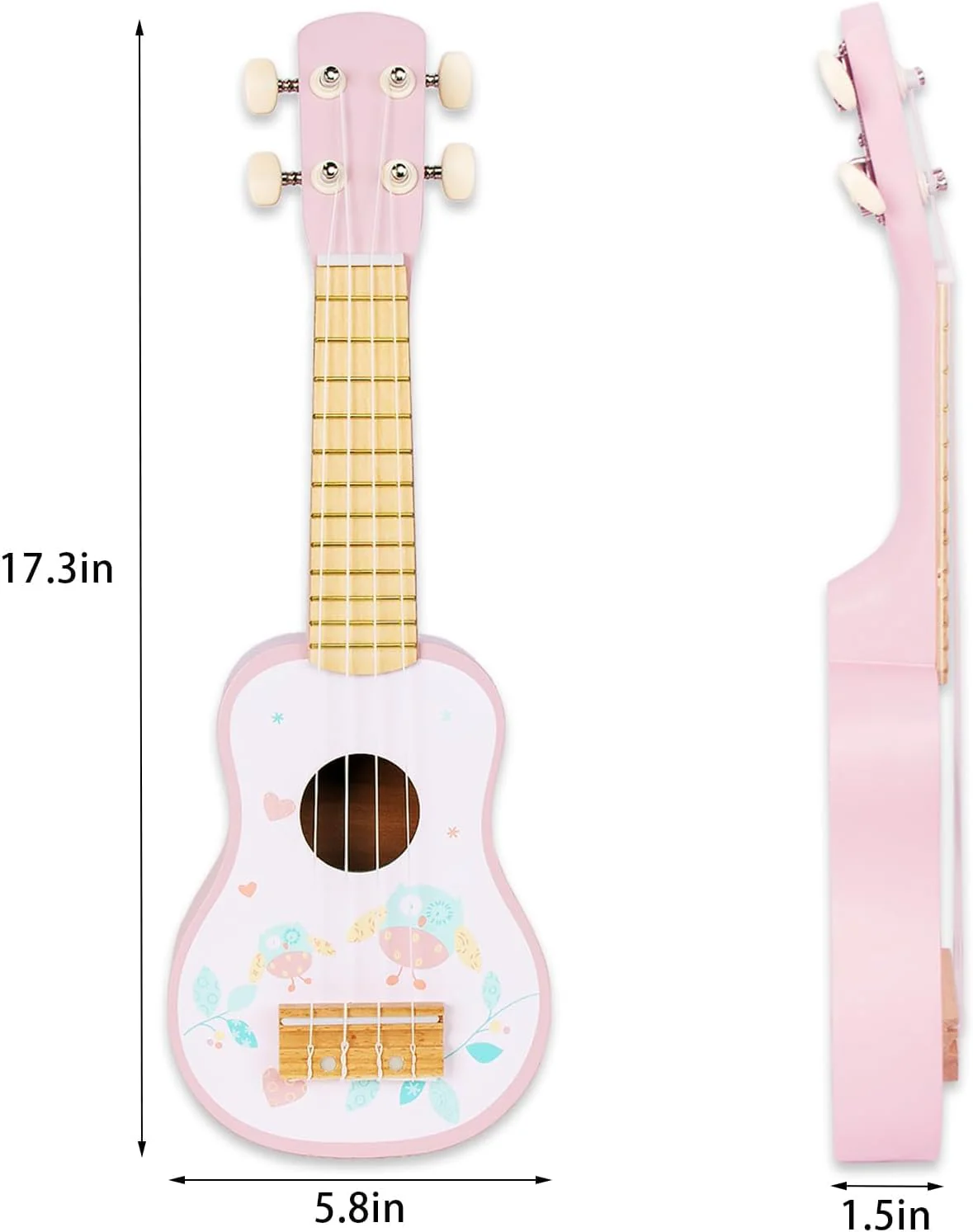 WOODENFUN Kinder Gitarre für Mädchen, Holz Musikinstrumente Spielzeug mit Ukulele, Tamburin, Maracas, Harmonika, Mini Band Sets für Kleinkinder 2 3 Jahre alt Geburtstagsgeschenk(Rosa) - Image 3