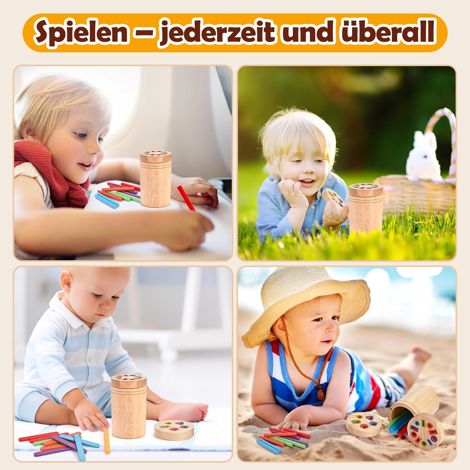 Wooderma Montessori Spielzeug ab 1 2 3 Jahr, Farbe Sortierspiel, Holzspielzeug Kinder, Kinderspielzeug zum Farben Lernen,Lernspielzeug & Motorikspielzeug, Steckspiel ab 1 Jahr, Geschenk Mädchen Jungen - Image 2