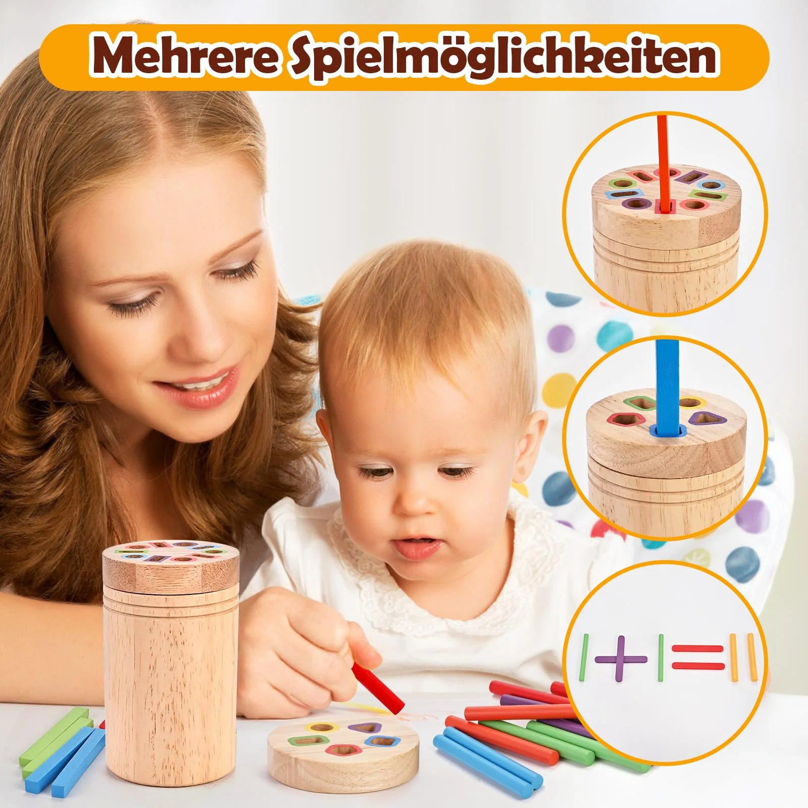 Wooderma Montessori Spielzeug ab 1 2 3 Jahr, Farbe Sortierspiel, Holzspielzeug Kinder, Kinderspielzeug zum Farben Lernen,Lernspielzeug & Motorikspielzeug, Steckspiel ab 1 Jahr, Geschenk Mädchen Jungen - Image 4