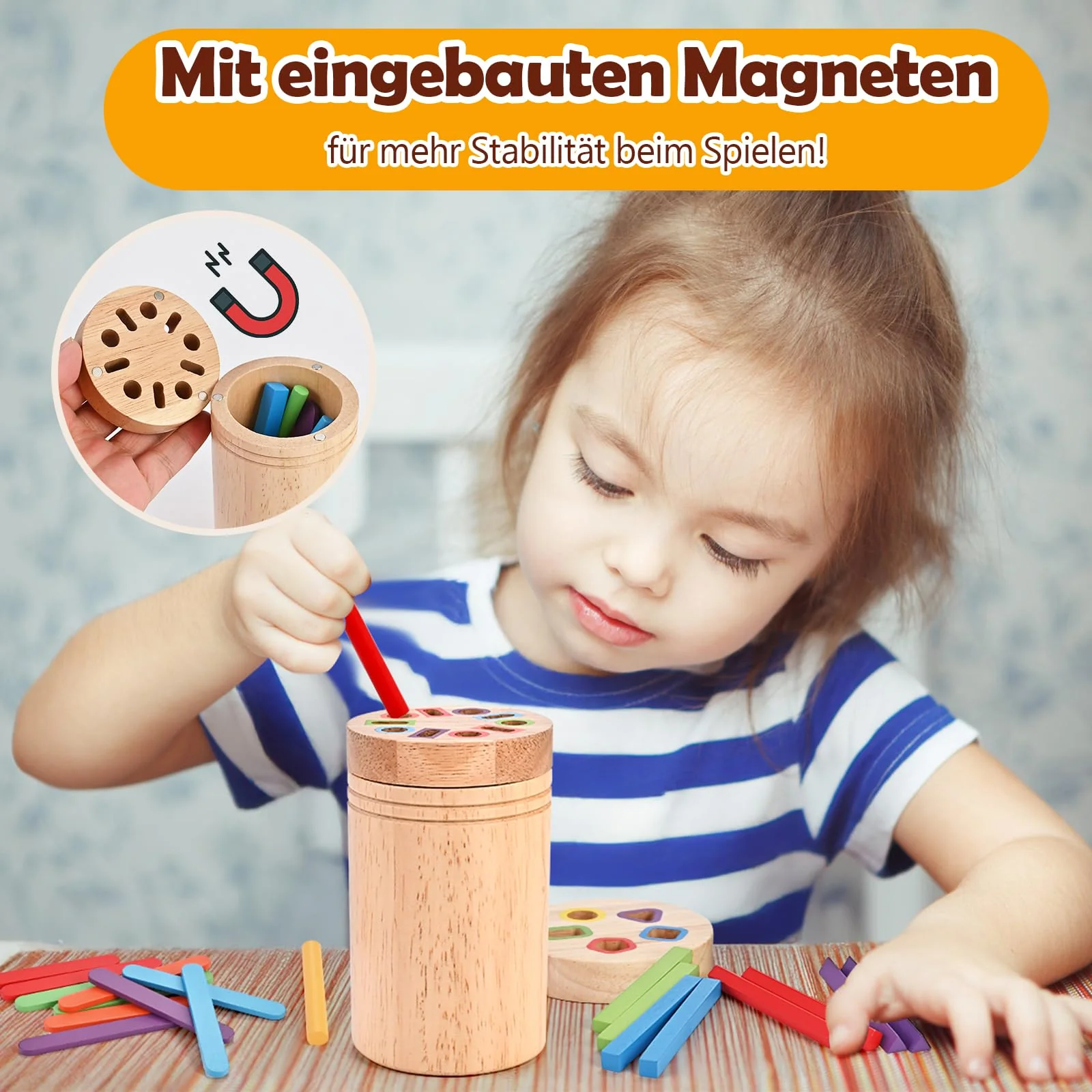 Wooderma Montessori Spielzeug ab 1 2 3 Jahr, Farbe Sortierspiel, Holzspielzeug Kinder, Kinderspielzeug zum Farben Lernen,Lernspielzeug & Motorikspielzeug, Steckspiel ab 1 Jahr, Geschenk Mädchen Jungen - Image 5