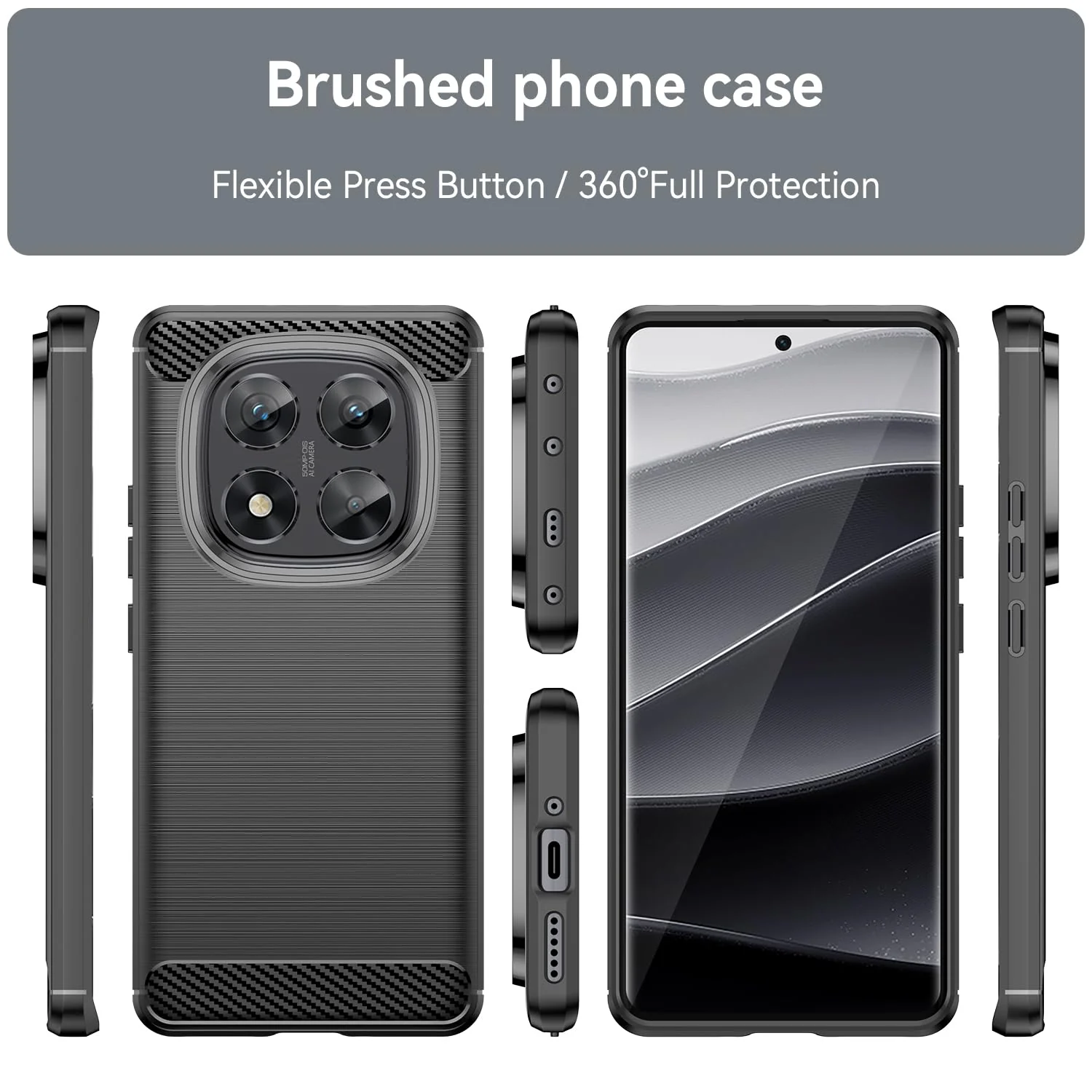 Wookfiss Hülle für Xiaomi Redmi Note 14 Pro 5G/Poco X7 5G Kohlefaser Material Design Silikon TPU Flexible Stoßfeste Schutzhülle Kompatibel mit Poco X7 5G/Redmi Note 14 Pro 5G - Image 2