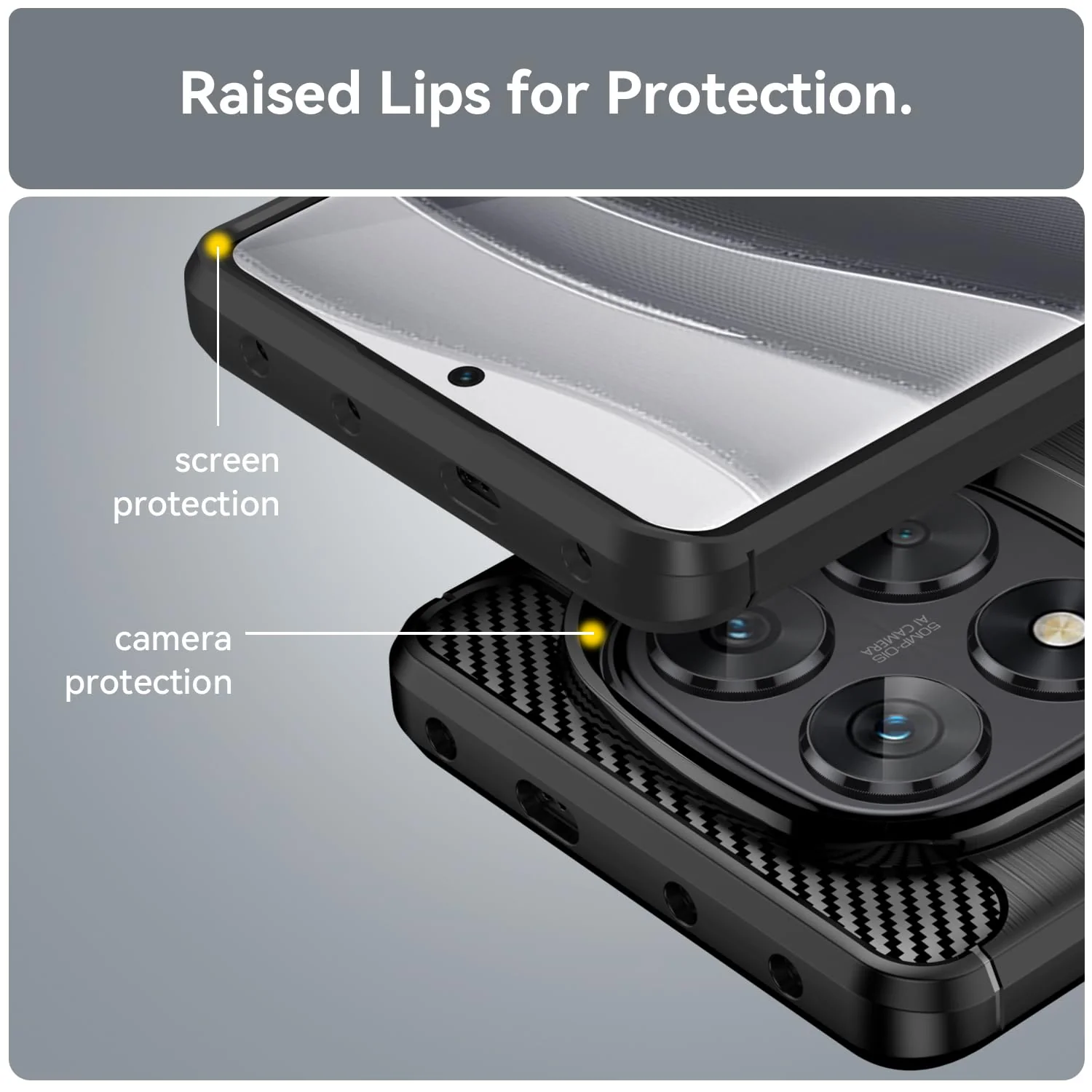 Wookfiss Hülle für Xiaomi Redmi Note 14 Pro 5G/Poco X7 5G Kohlefaser Material Design Silikon TPU Flexible Stoßfeste Schutzhülle Kompatibel mit Poco X7 5G/Redmi Note 14 Pro 5G - Image 4