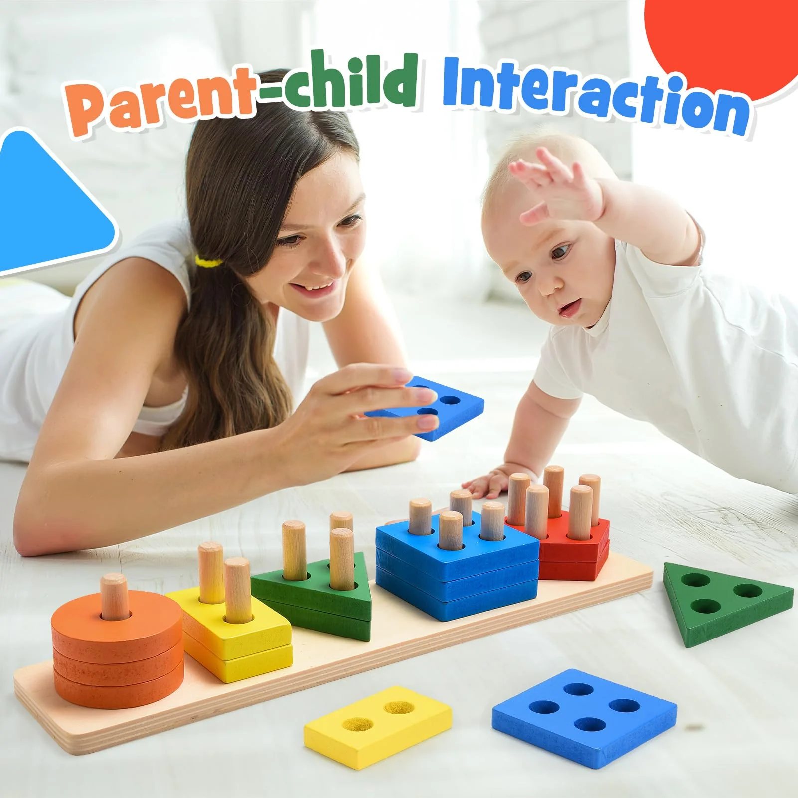 Wootoyz Holz Montessori Spielzeug ab 1 2 3 Jahr, kinderspielzeug ab 1-3 Jahr Holzspielzeug Motorikspielzeug 1-3 Jahr Babyspielzeug 1 2 3 Jahr Sortierspiel Lernspielzeug Steckpuzzle - Image 4
