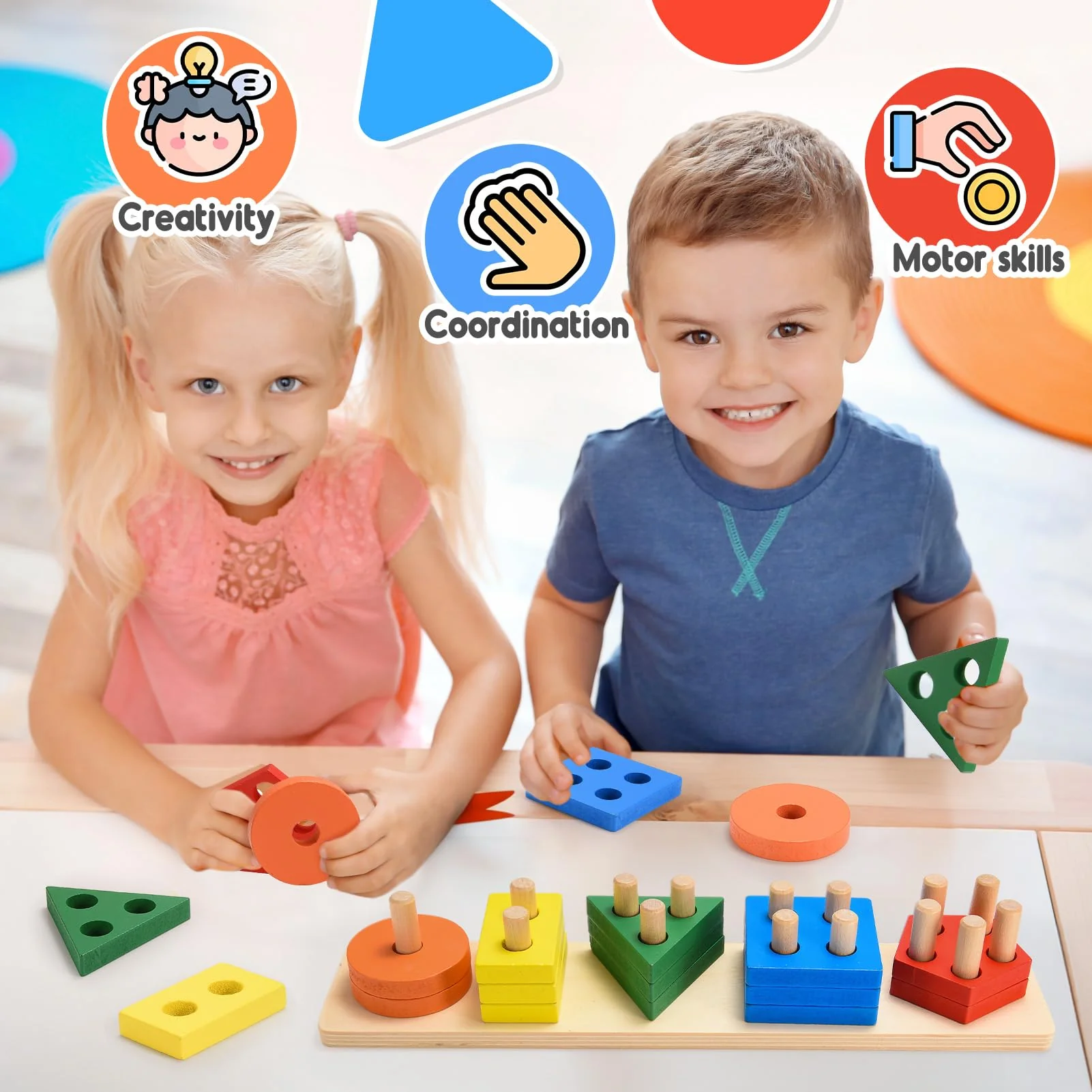 Wootoyz Holz Montessori Spielzeug ab 1 2 3 Jahr, kinderspielzeug ab 1-3 Jahr Holzspielzeug Motorikspielzeug 1-3 Jahr Babyspielzeug 1 2 3 Jahr Sortierspiel Lernspielzeug Steckpuzzle - Image 7