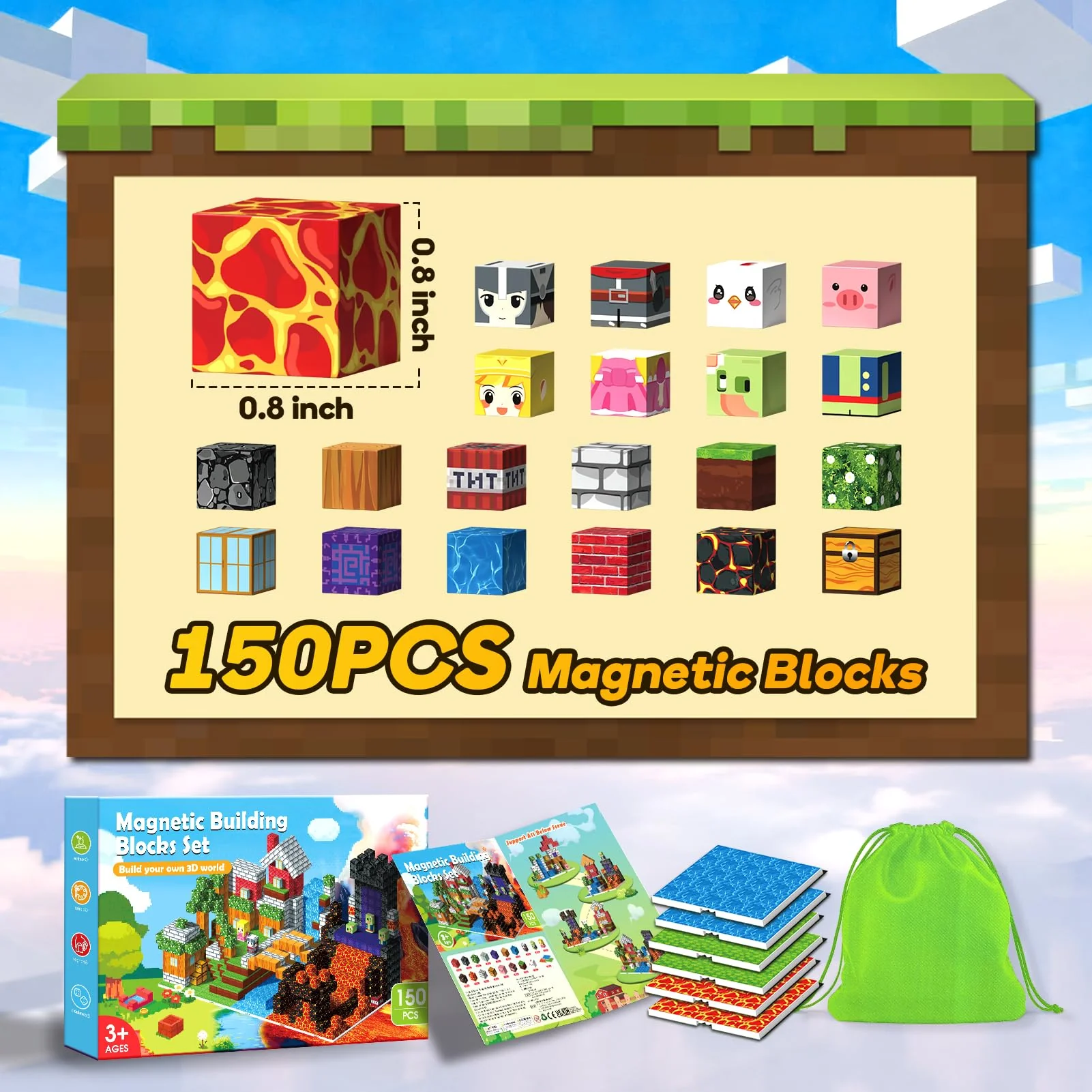 Wootoyz Magnetische Bausteine Blöcke 150 Stück, Spielzeug ab 3 4 5 6 Jahre Jungen Mädchen Magnetbausteine Kinder Geschenk Junge 3-6 Jahre Kreatives STEM Magnetspiel Montessori Lernspielzeug - Image 5