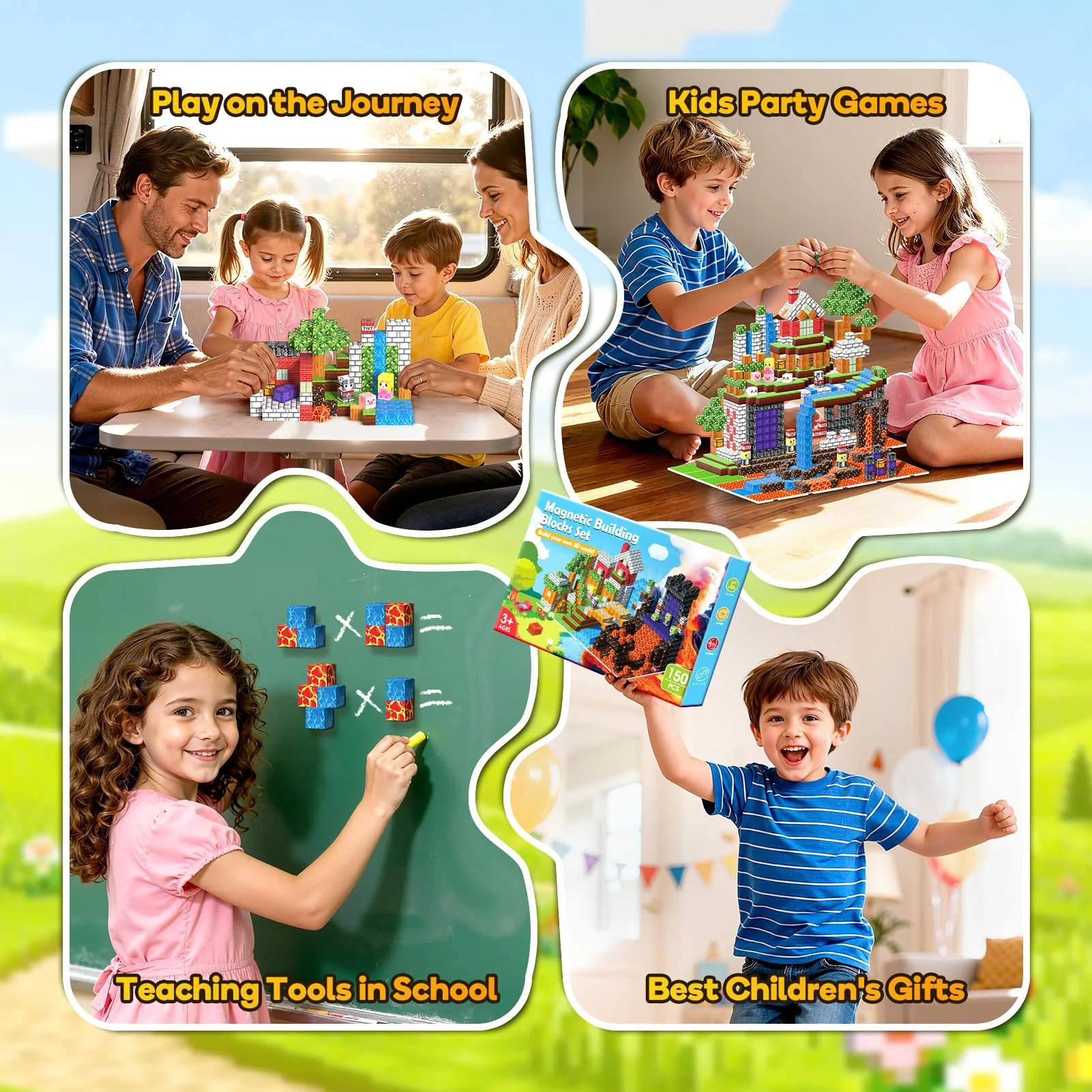Wootoyz Magnetische Bausteine Blöcke 150 Stück, Spielzeug ab 3 4 5 6 Jahre Jungen Mädchen Magnetbausteine Kinder Geschenk Junge 3-6 Jahre Kreatives STEM Magnetspiel Montessori Lernspielzeug - Image 7