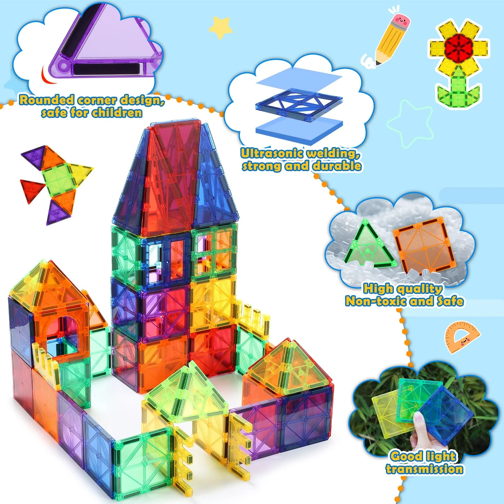 Wootoyz Magnetische Bausteine, Spielzeug ab 3 4 5 6 Jahre Jungen Mädchen, STEM Magnetspiel Montessori Spielzeug, Lernspielzeug für Kinder Geschenk Mädchen 3-6 Jahre - Image 5