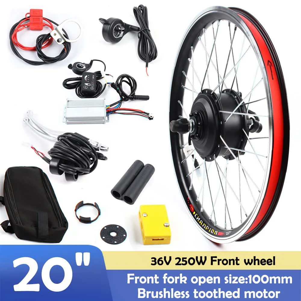 WOQLIBE Ebike Nachrüstsatz 20 Zoll E-Fahrrad Umbausatz Elektro-Fahrrad Conversion Kit Elektrofahrrad Umbausatz Vorderrad 36V 250W - Image 2
