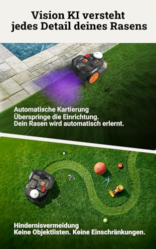 WORX Landroid Vision Cloud WR304E 2WD Mähroboter ohne Begrenzungskabel für 400 m² (KI-Hinderniserkennung, VSLAM+ RTK Cloud Navigation, Auto-Mapping, App-Steuerung) - Image 3