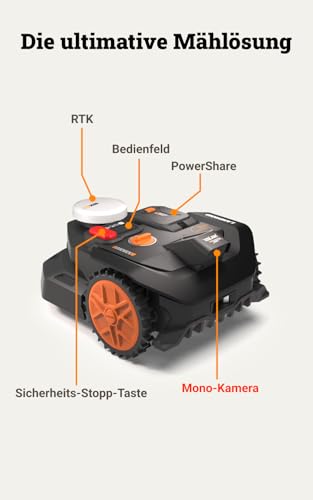 WORX Landroid Vision Cloud WR304E 2WD Mähroboter ohne Begrenzungskabel für 400 m² (KI-Hinderniserkennung, VSLAM+ RTK Cloud Navigation, Auto-Mapping, App-Steuerung) - Image 9