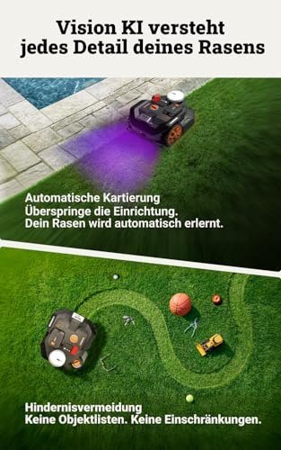 Worx Landroid Vision Cloud WR306E 2WD Mähroboter mit Garage, kabelloser Rasenmähroboter für bis zu 500 m², (KI-Hinderniserkennung, VSLAM + RTK-Cloud-Navigation, Auto-Kartierung, App-Steuerung) - Image 3