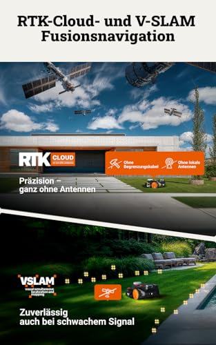 WORX Landroid Vision Cloud WR306E 2WD Mähroboter ohne Begrenzungskabel für 600 m² (KI-Hinderniserkennung, VSLAM+ RTK Cloud Navigation, Auto-Mapping, App-Steuerung, Cut-to-Zero) - Image 4