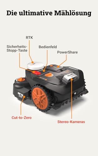 WORX Landroid Vision Cloud WR306E 2WD Mähroboter ohne Begrenzungskabel für 600 m² (KI-Hinderniserkennung, VSLAM+ RTK Cloud Navigation, Auto-Mapping, App-Steuerung, Cut-to-Zero) - Image 9