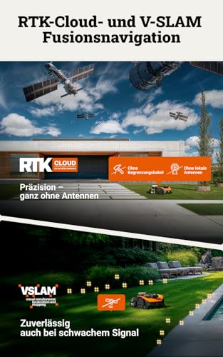 WORX Landroid Vision Cloud WR308E 2WD Mähroboter ohne Begrenzungskabel für 800 m² (KI-Hinderniserkennung, VSLAM+ RTK Cloud Navigation, Auto-Mapping, App-Steuerung, Cut-to-Zero) - Image 4
