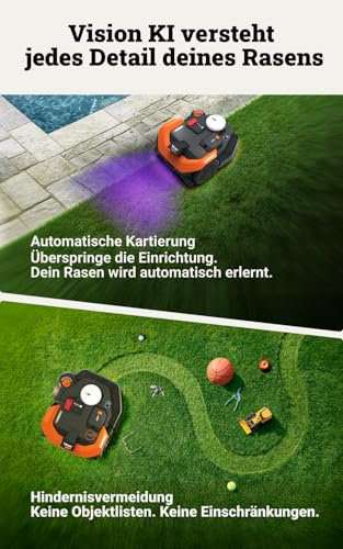 WORX Landroid Vision Cloud WR330E 2WD Mähroboter ohne Begrenzungskabel für 3000 m² (KI-Hinderniserkennung, VSLAM + 4G + RTK Cloud Navigation, Auto-Mapping, App-Steuerung, Cut-to-Zero) - Image 3