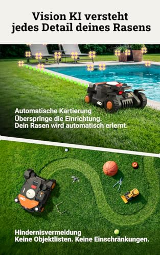 WORX Landroid Vision Cloud WR340E 4WD Mähroboter ohne Begrenzungskabel für 600 m² (KI-Hinderniserkennung, VSLAM+ RTK Cloud Navigation, 84% Steigung, Auto-Mapping, App-Steuerung) - Image 4