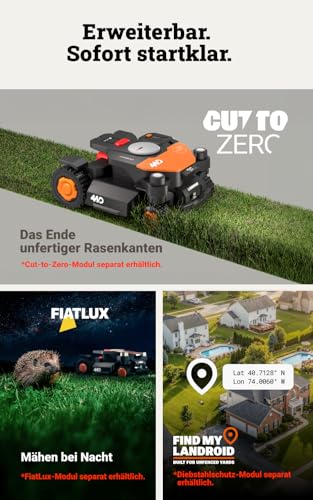 WORX Landroid Vision Cloud WR340E 4WD Mähroboter ohne Begrenzungskabel für 600 m² (KI-Hinderniserkennung, VSLAM+ RTK Cloud Navigation, 84% Steigung, Auto-Mapping, App-Steuerung) - Image 8