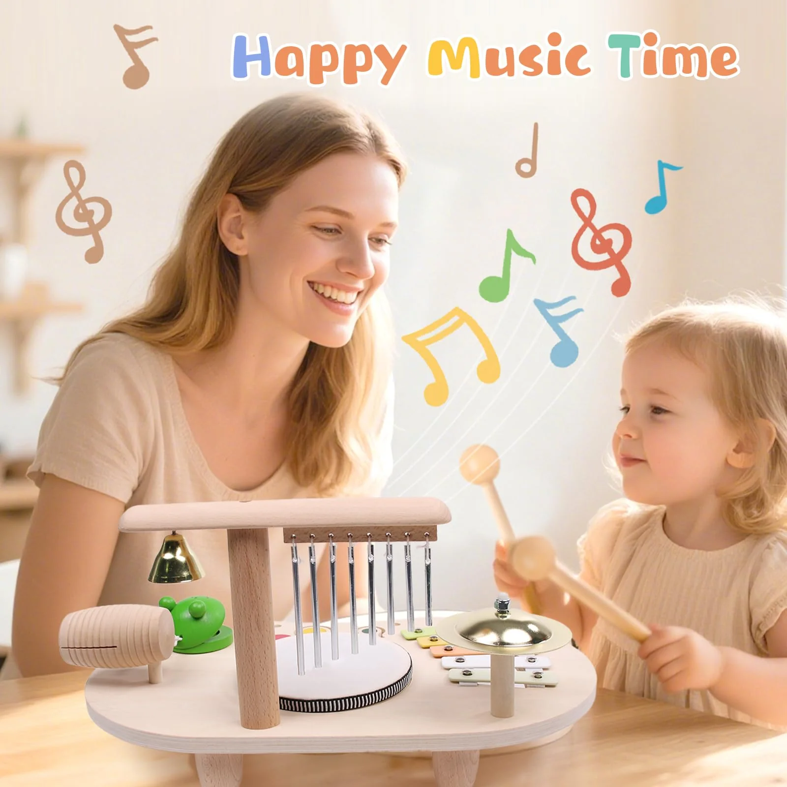 Wotoyd Kinder Schlagzeug, Musikinstrumente für Kinder ab 1 2 3 4 5 Jahr – Montessori Holzspielzeug Set mit Trommel, Xylophon Geschenk für Jungen Mädchen - Image 3