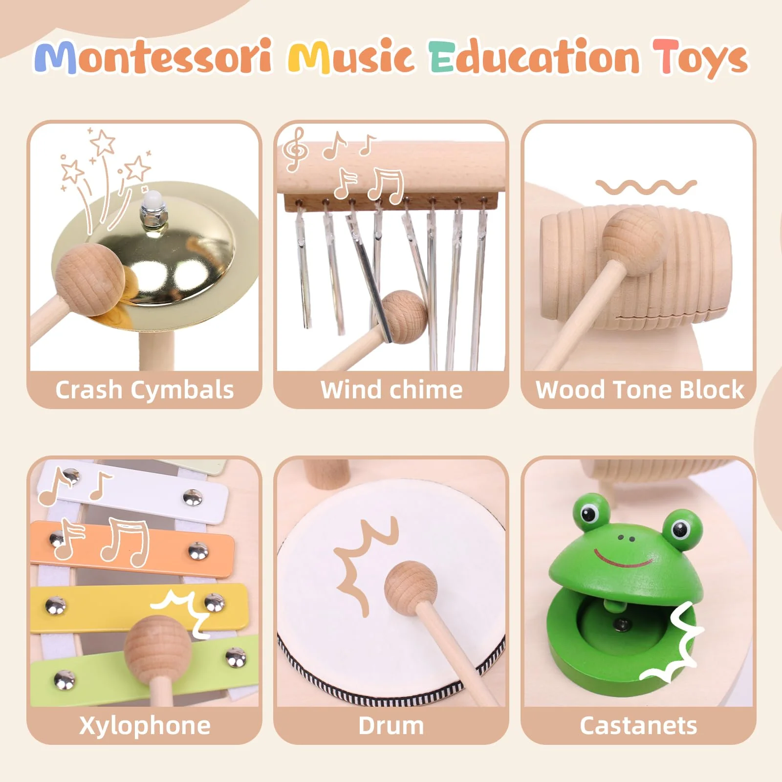 Wotoyd Kinder Schlagzeug, Musikinstrumente für Kinder ab 1 2 3 4 5 Jahr – Montessori Holzspielzeug Set mit Trommel, Xylophon Geschenk für Jungen Mädchen - Image 7