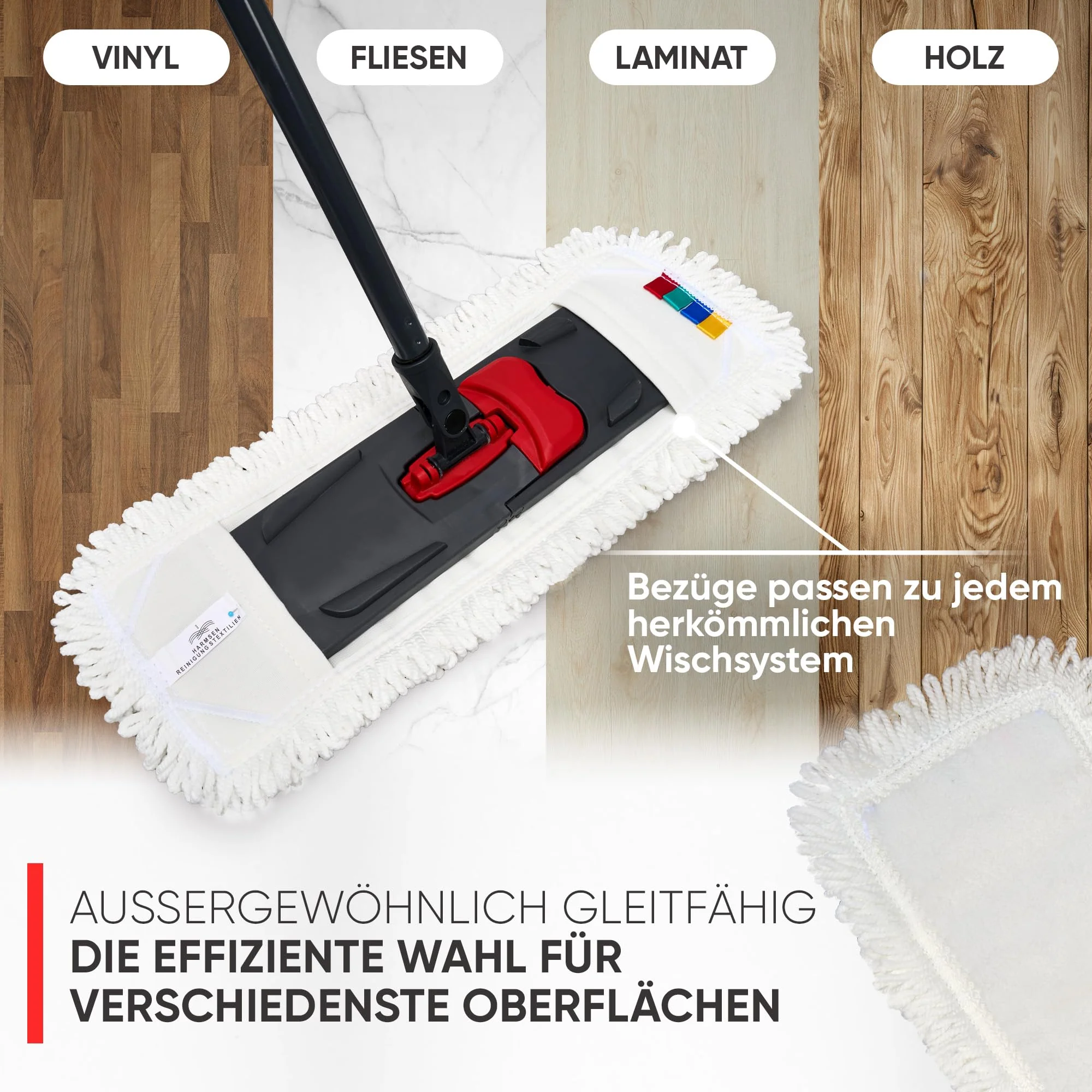 Wowtowelz Wischmopp Bezug Bodenwischer Wischbezug optimal für Ecken, Fugen und Kanten (Edge Performance, 40 cm - 2 Stück) - Image 2
