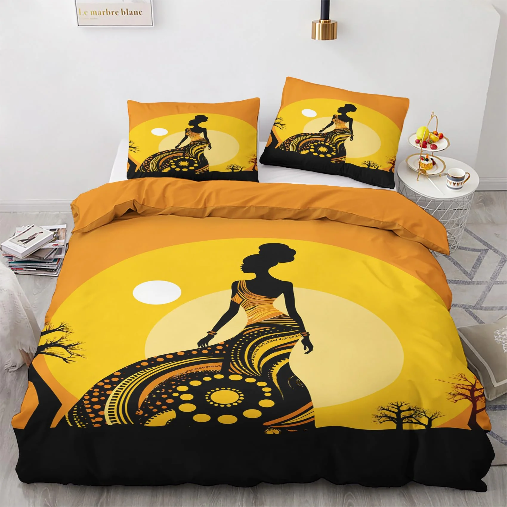 WQIZXCW Afrikanische Bettwäsche 200x220 - Afrika Frau Motiv, Weiche und Angenehme Microfaser Bettbezug Set 3 Teilig, 2 Kissenbezug 80x80, mit Reißverschluss, Wendebettwäsche & Zimmer Deko - Image 5